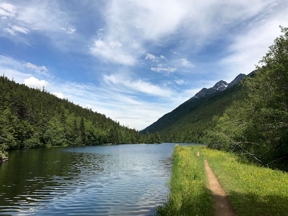 The trail is on old railroad tracks