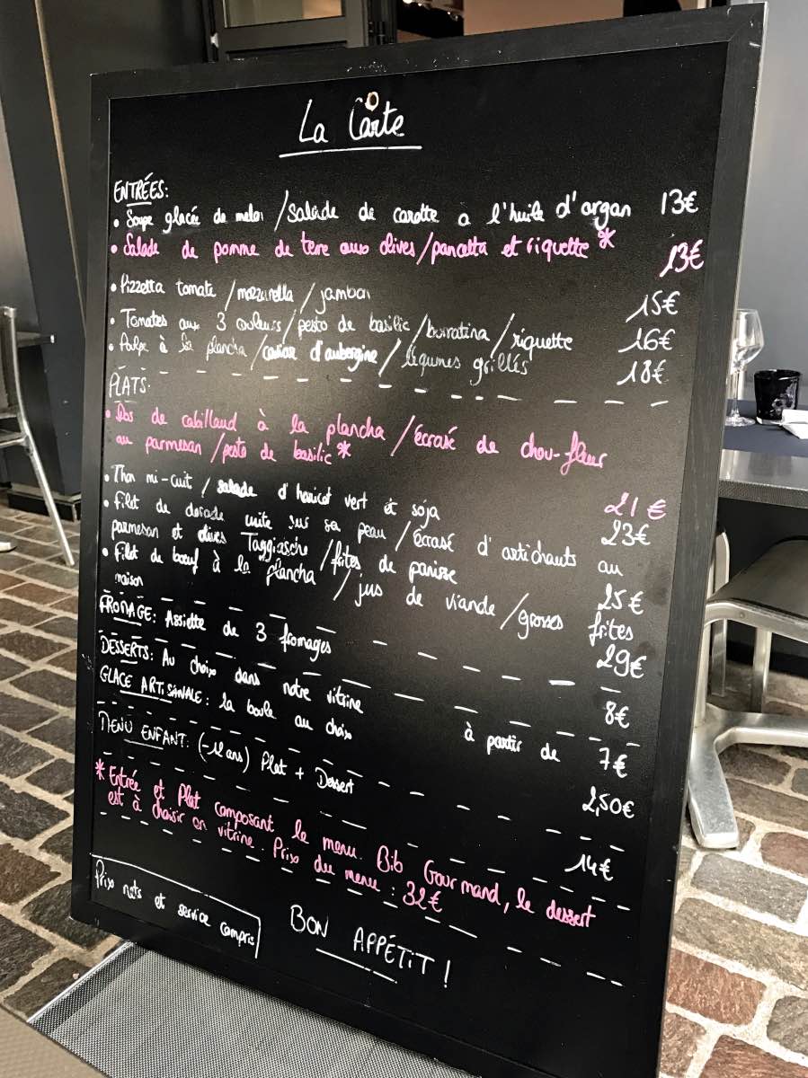Cafe Llorca, Vallauris, France - Menu