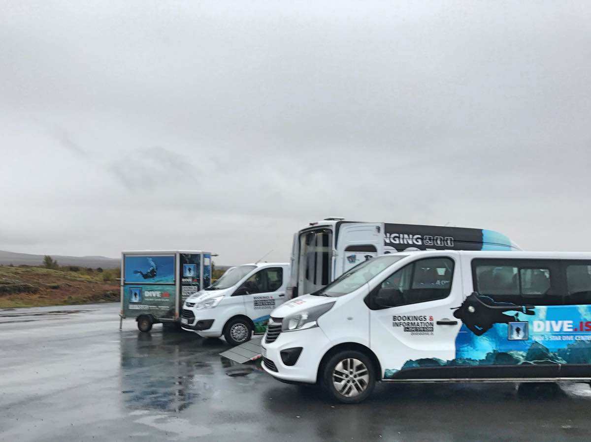 Bus meeting at the Silfra parking lot